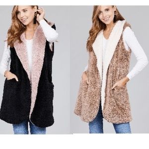NEW BLACK ROSE PK PLUS SOFT FAUX FUR VEST JACKET
